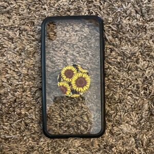 Sunflower Design Clear Phone Case - Black